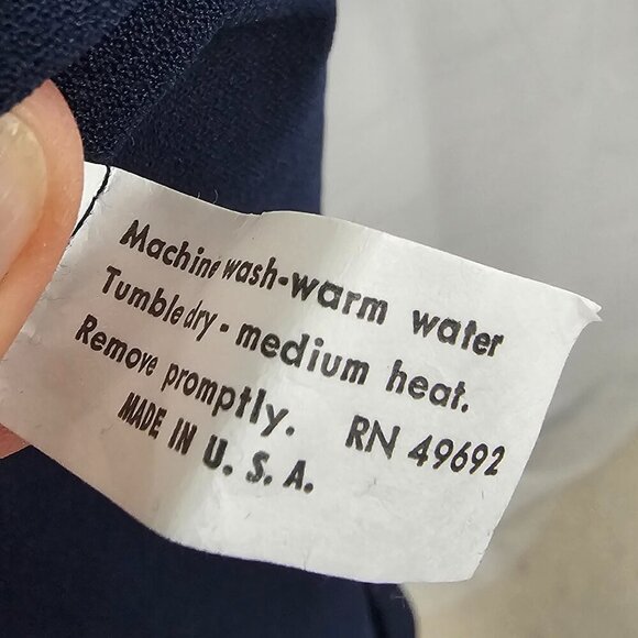 Vintage Risa Ann Navy Blue Dress Retro Layered Crinkle Shift 16.5 - Picture 11 of 12